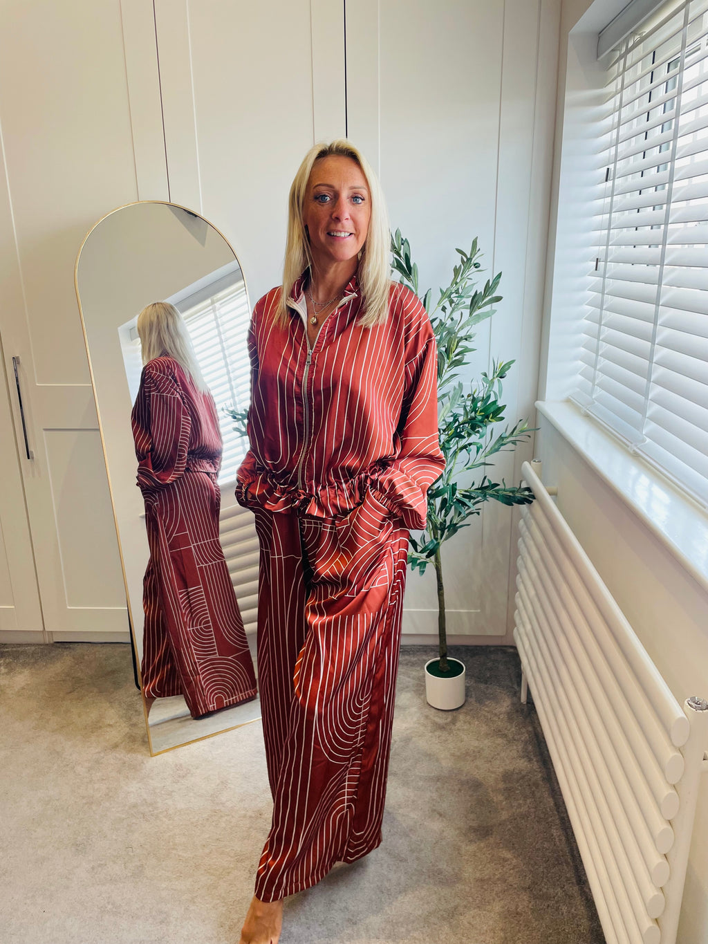 Rust satin co-ord