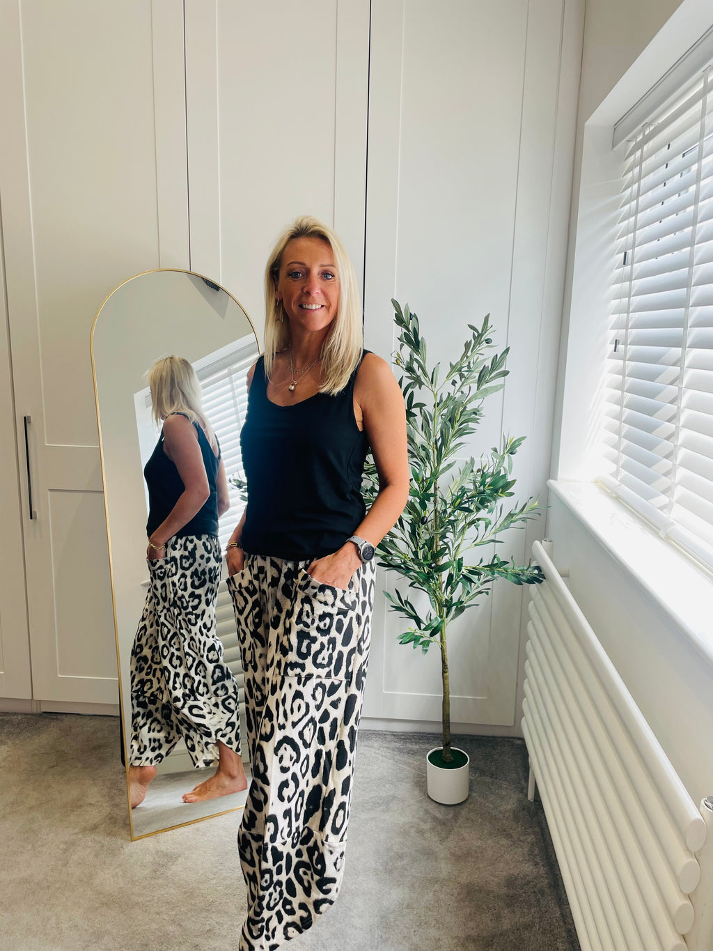 Animal Print Barrel Trousers