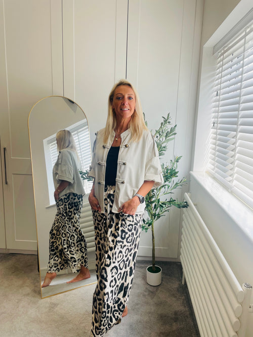 Animal Print Barrel Trousers