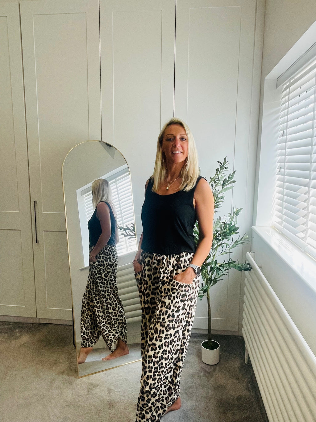Animal Print Barrel Trousers