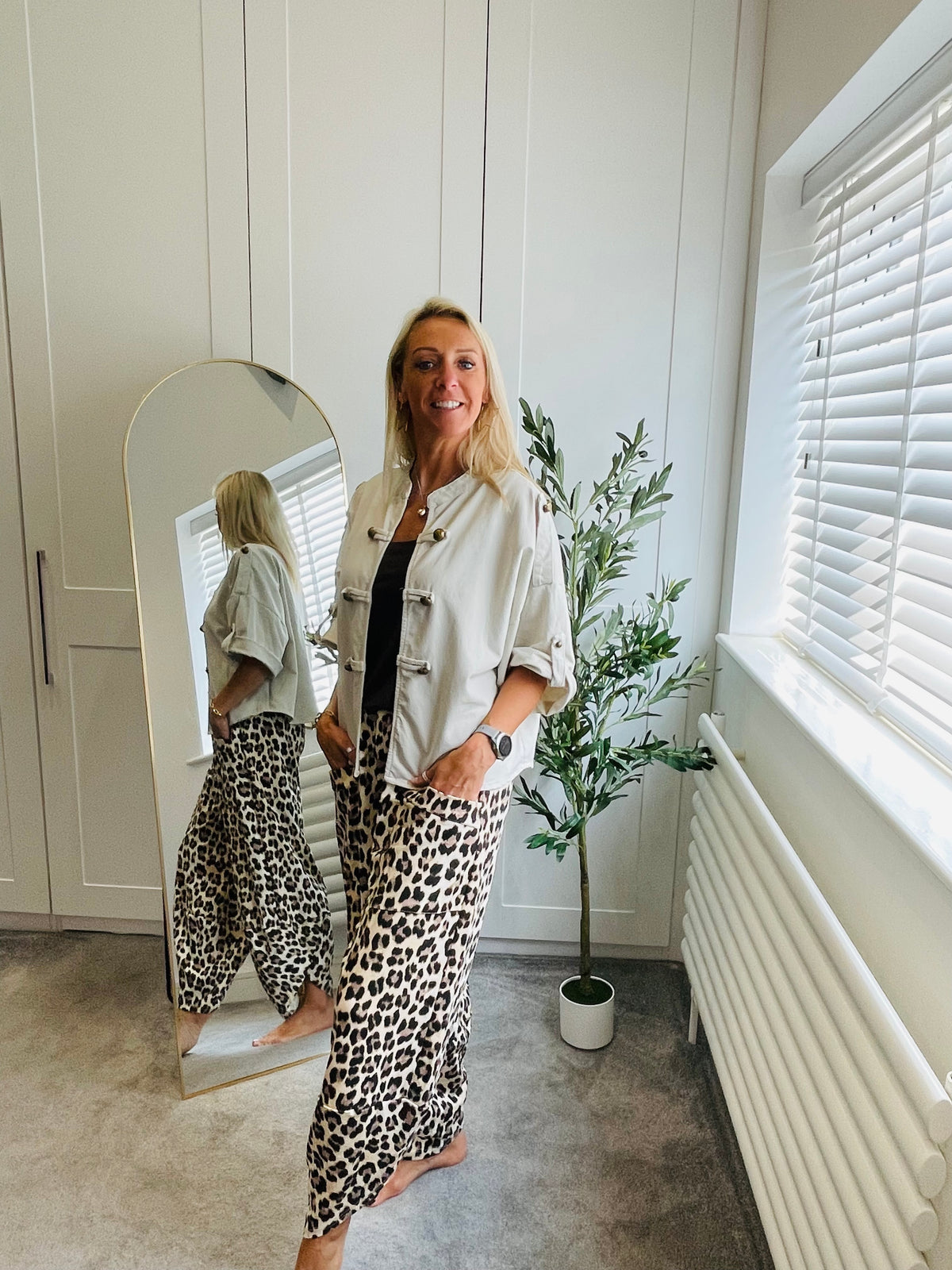 Animal Print Barrel Trousers