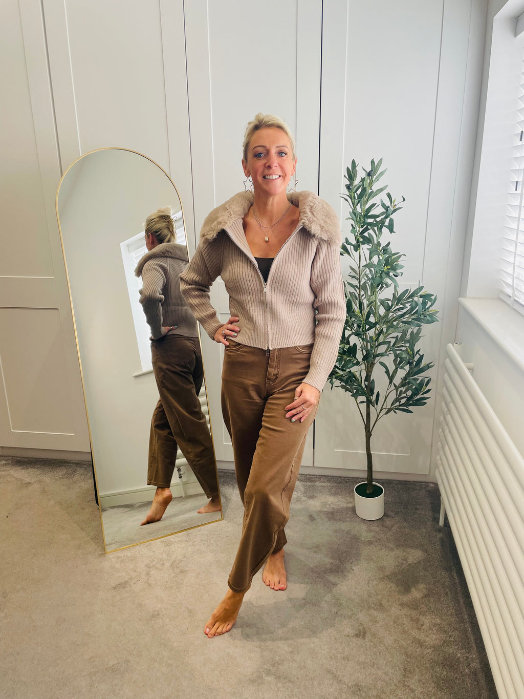Fur Collar Cardigan