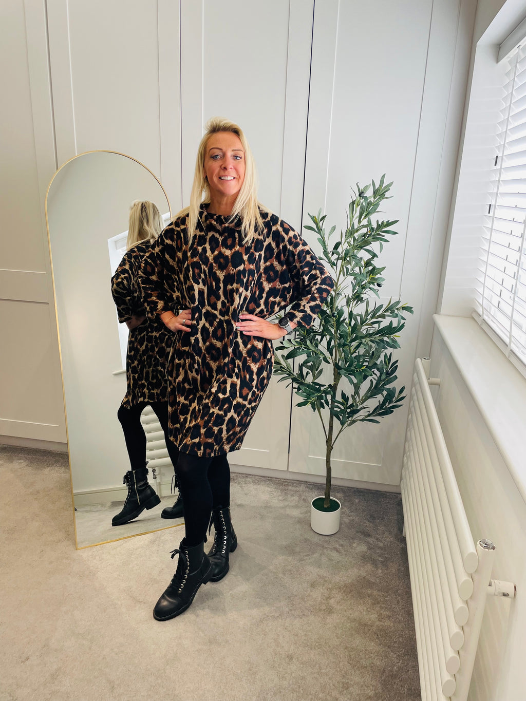 Animal Cowl Neck Dress