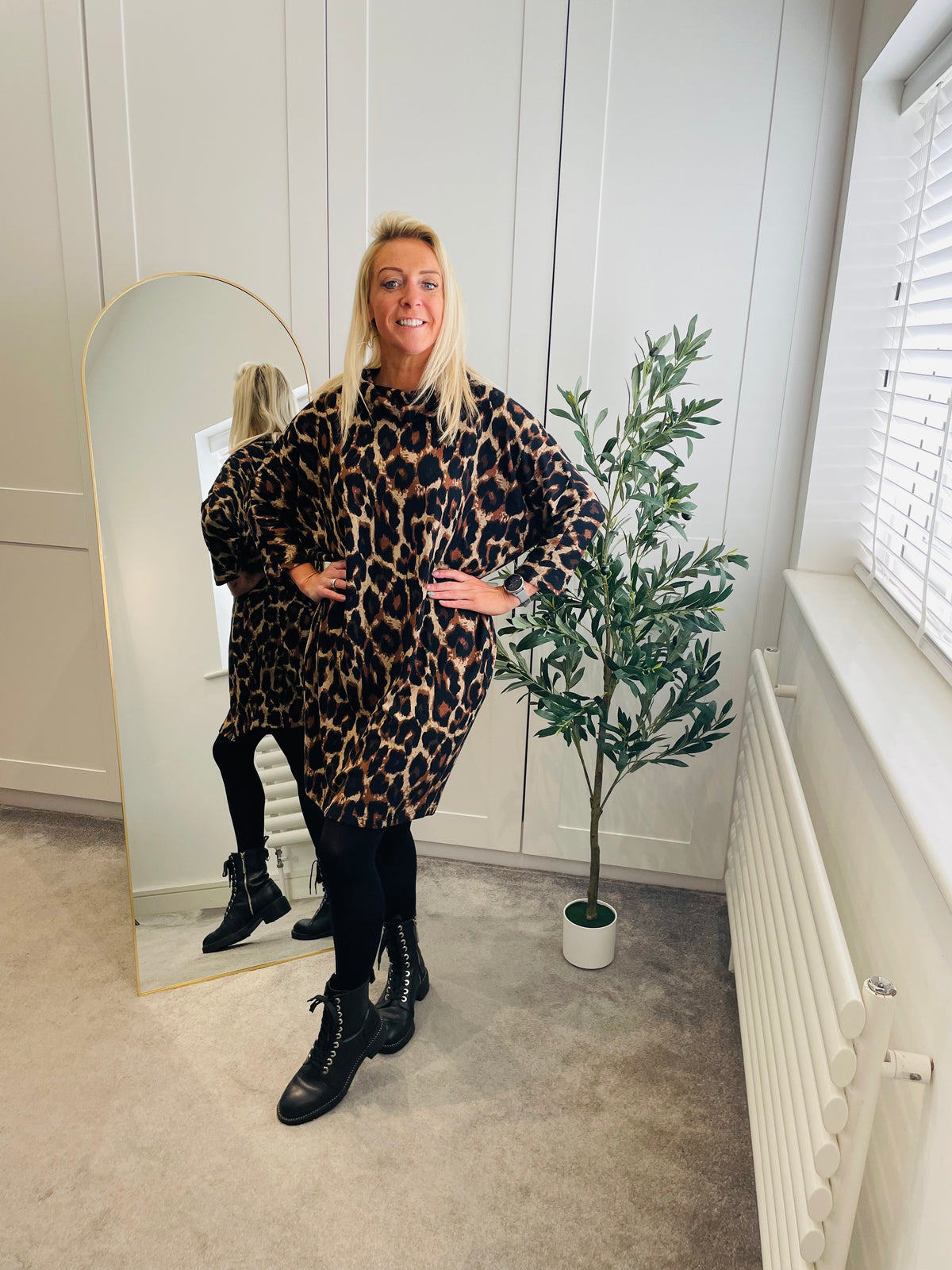 Animal Cowl Neck Dress