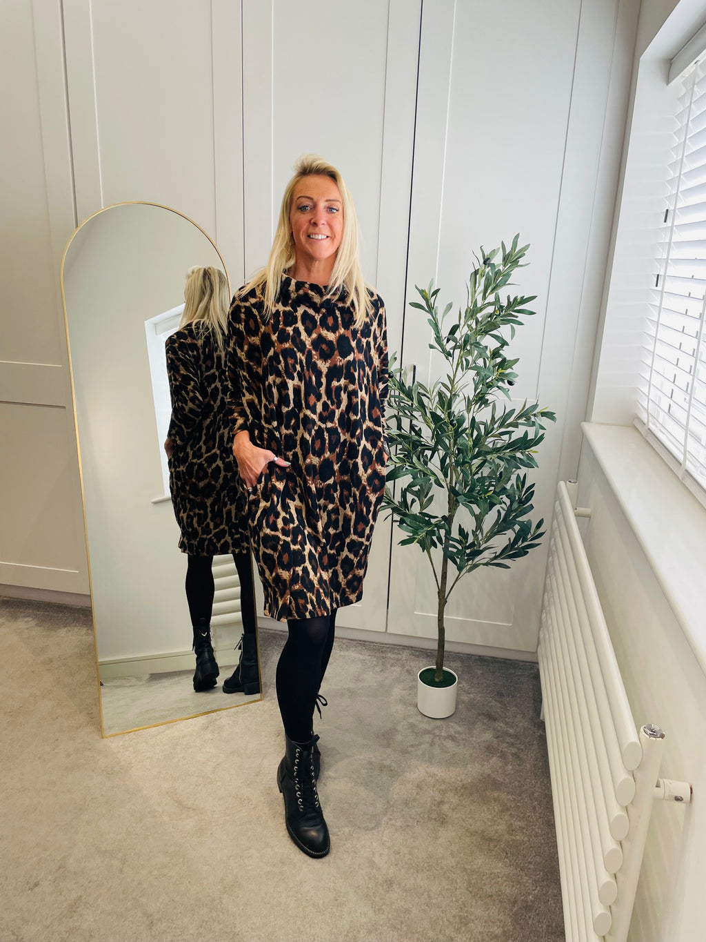 Animal Cowl Neck Dress