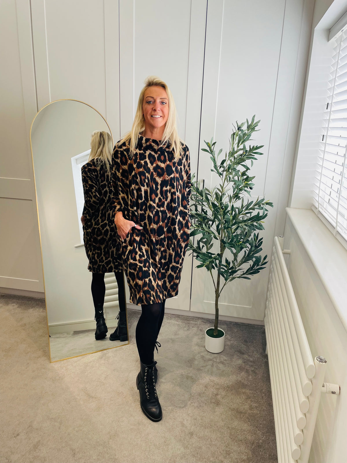Animal Cowl Neck Dress