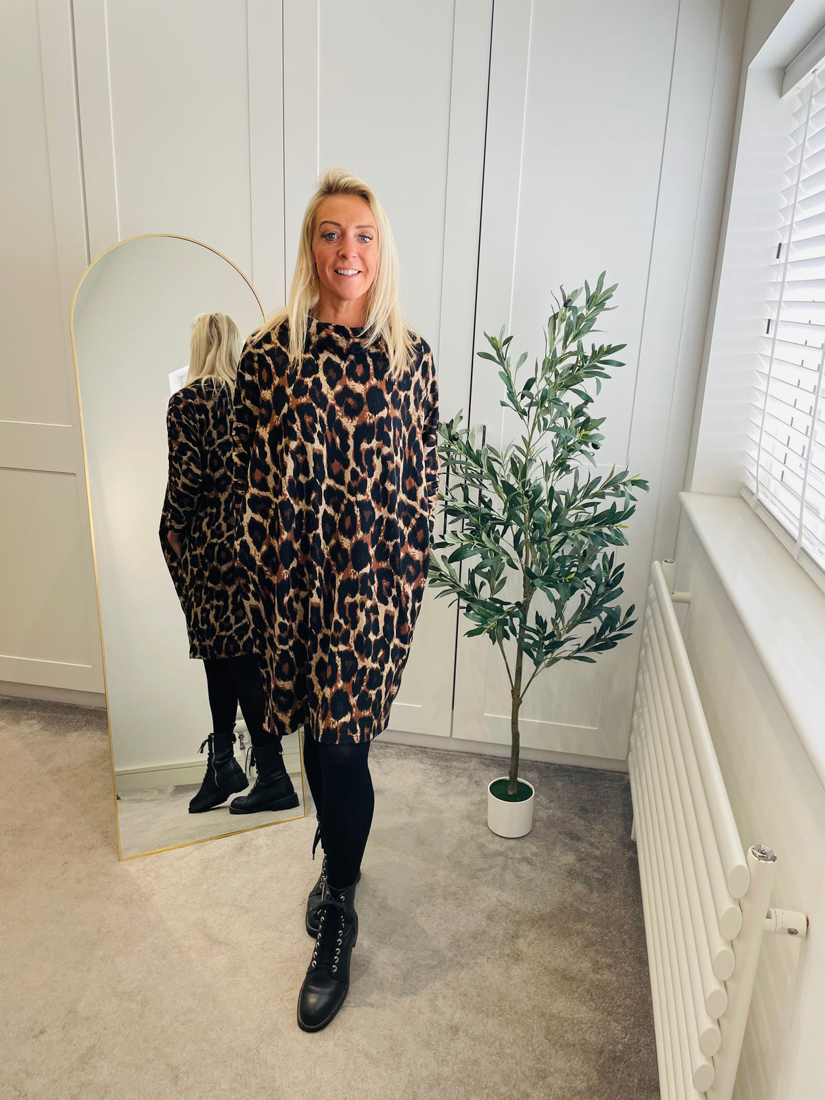 Animal Cowl Neck Dress