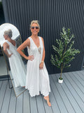 White V Neck Dress