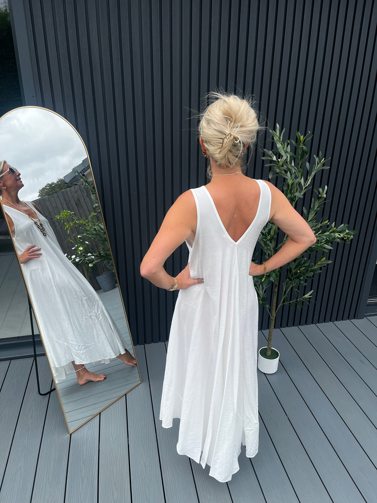 White V Neck Dress
