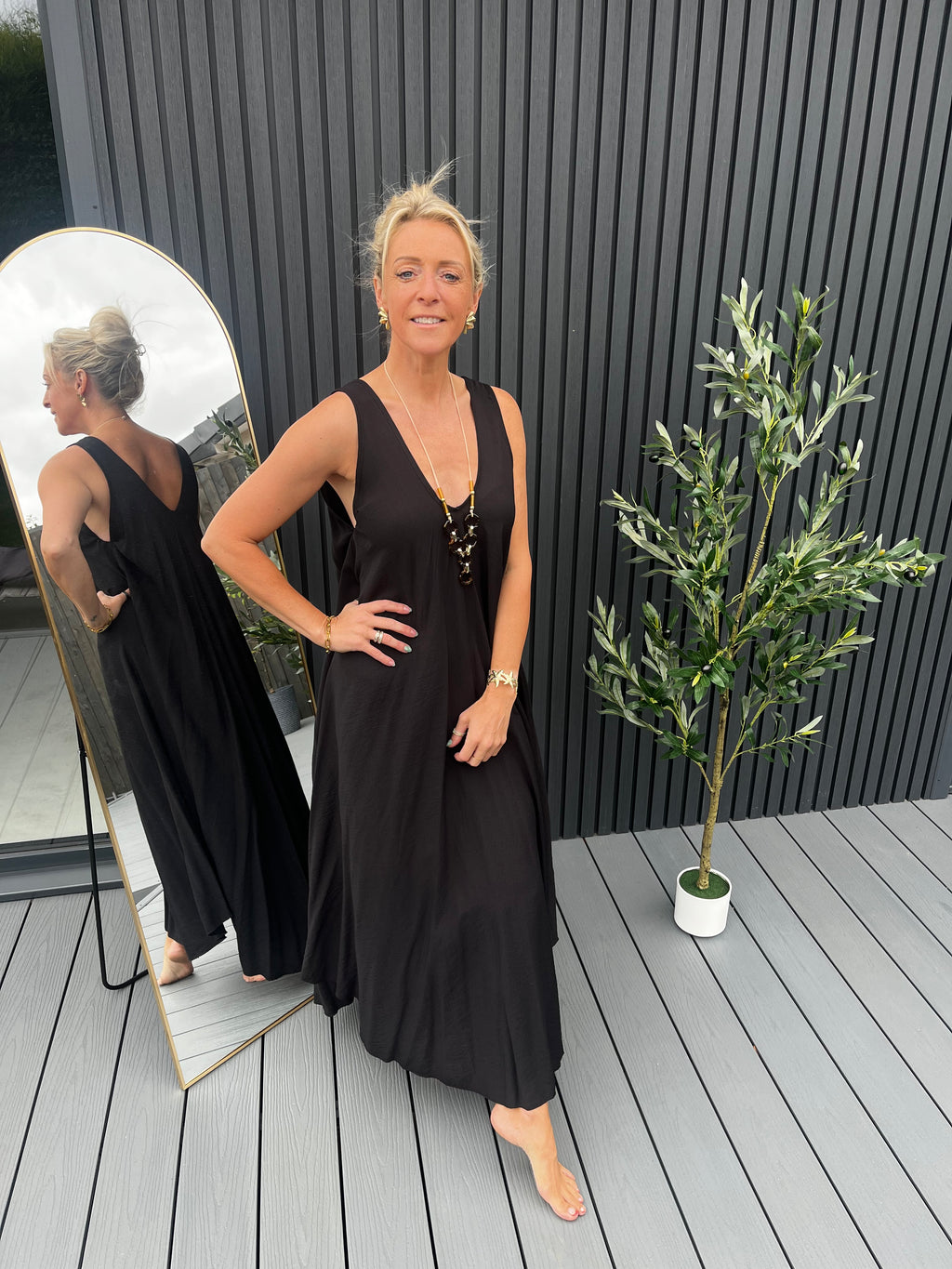 Black V Neck Dress