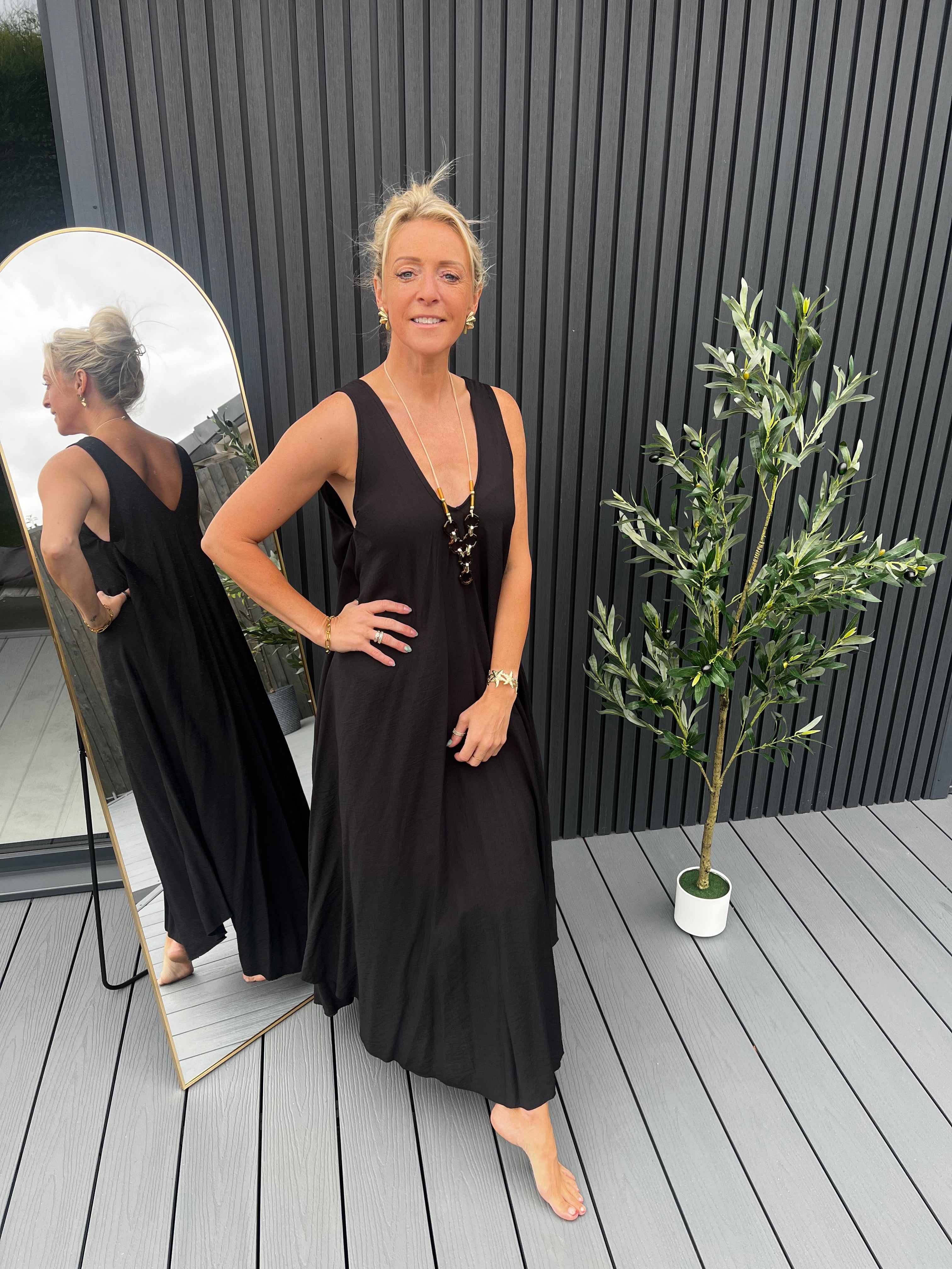 Black V Neck Dress