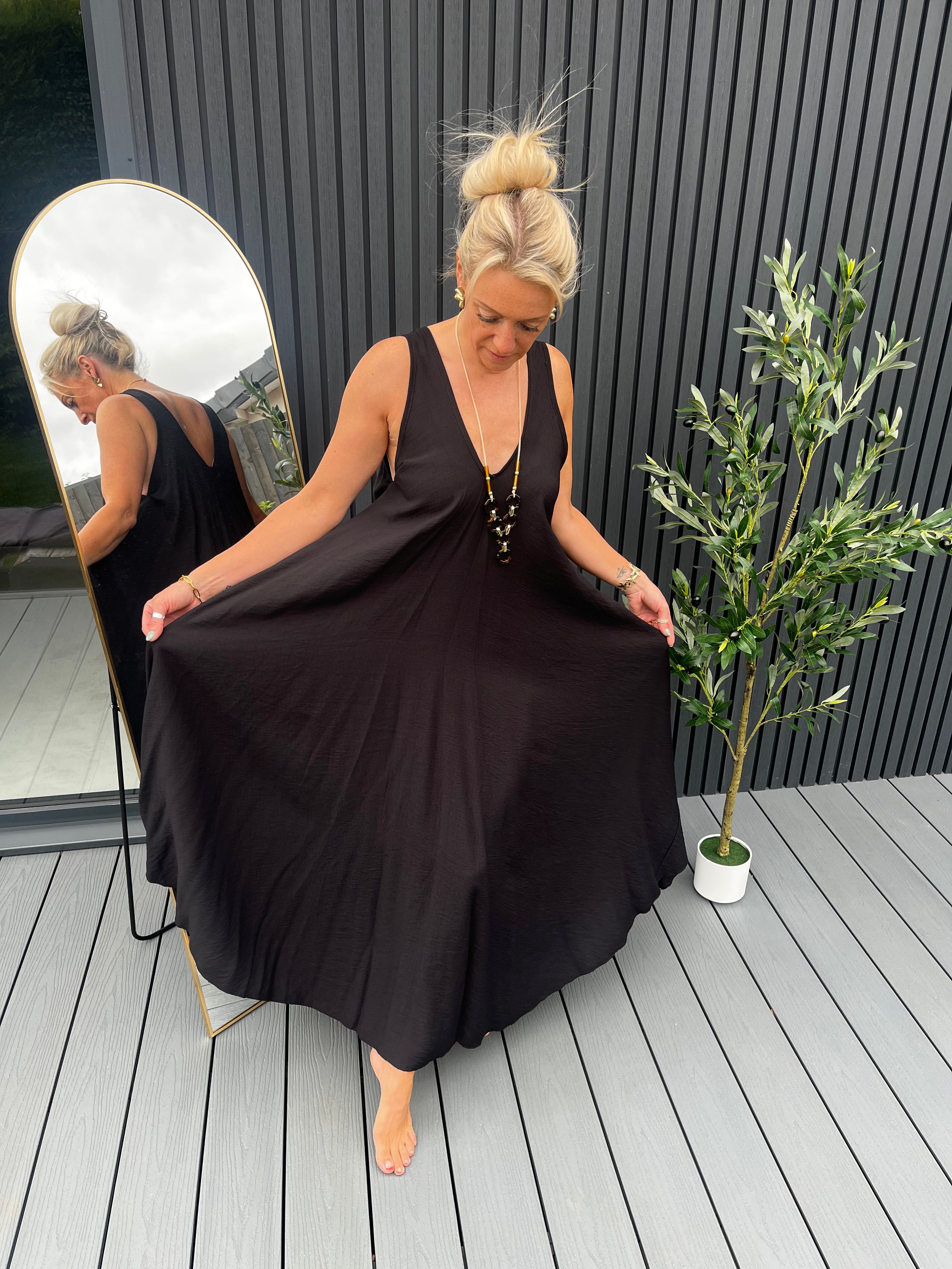 Black V Neck Dress
