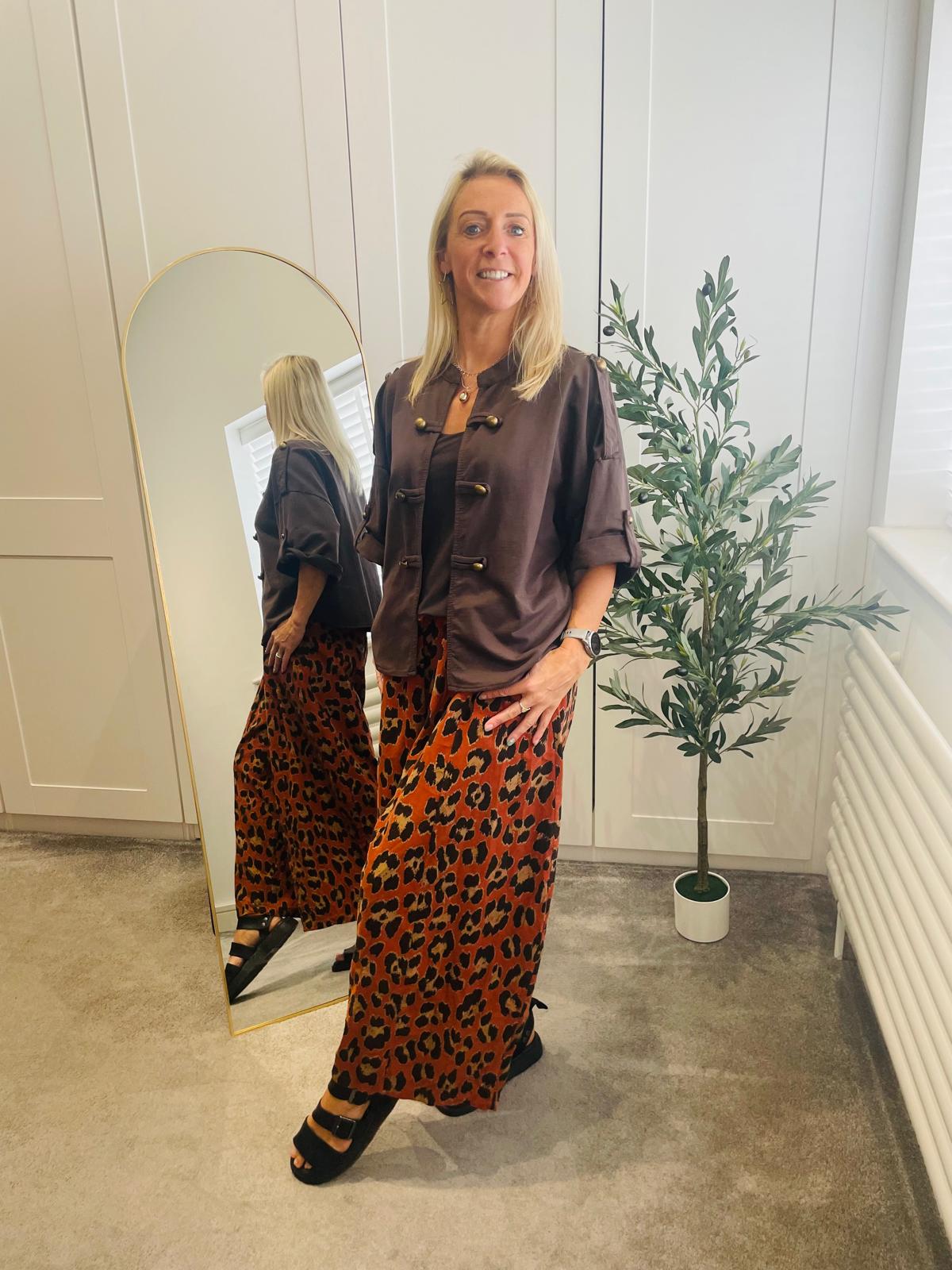 Leopard Needle Cord Trouser